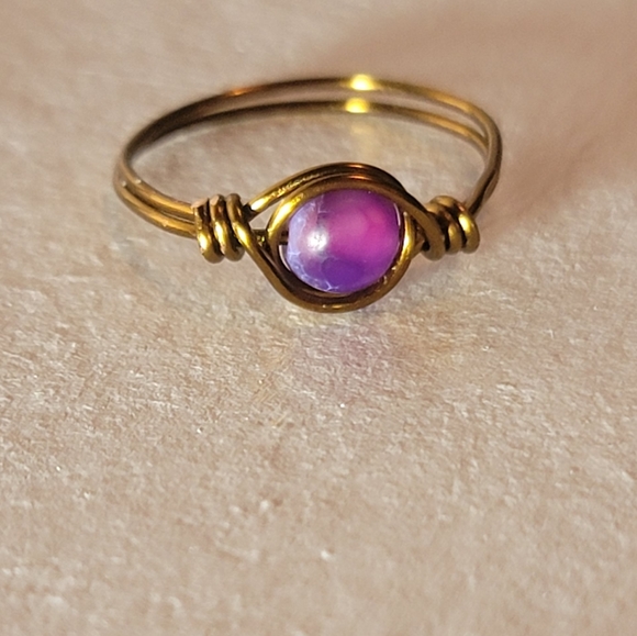 Purple Gemstone Wire Wrapped Ring Size 6.5 - Picture 2 of 8